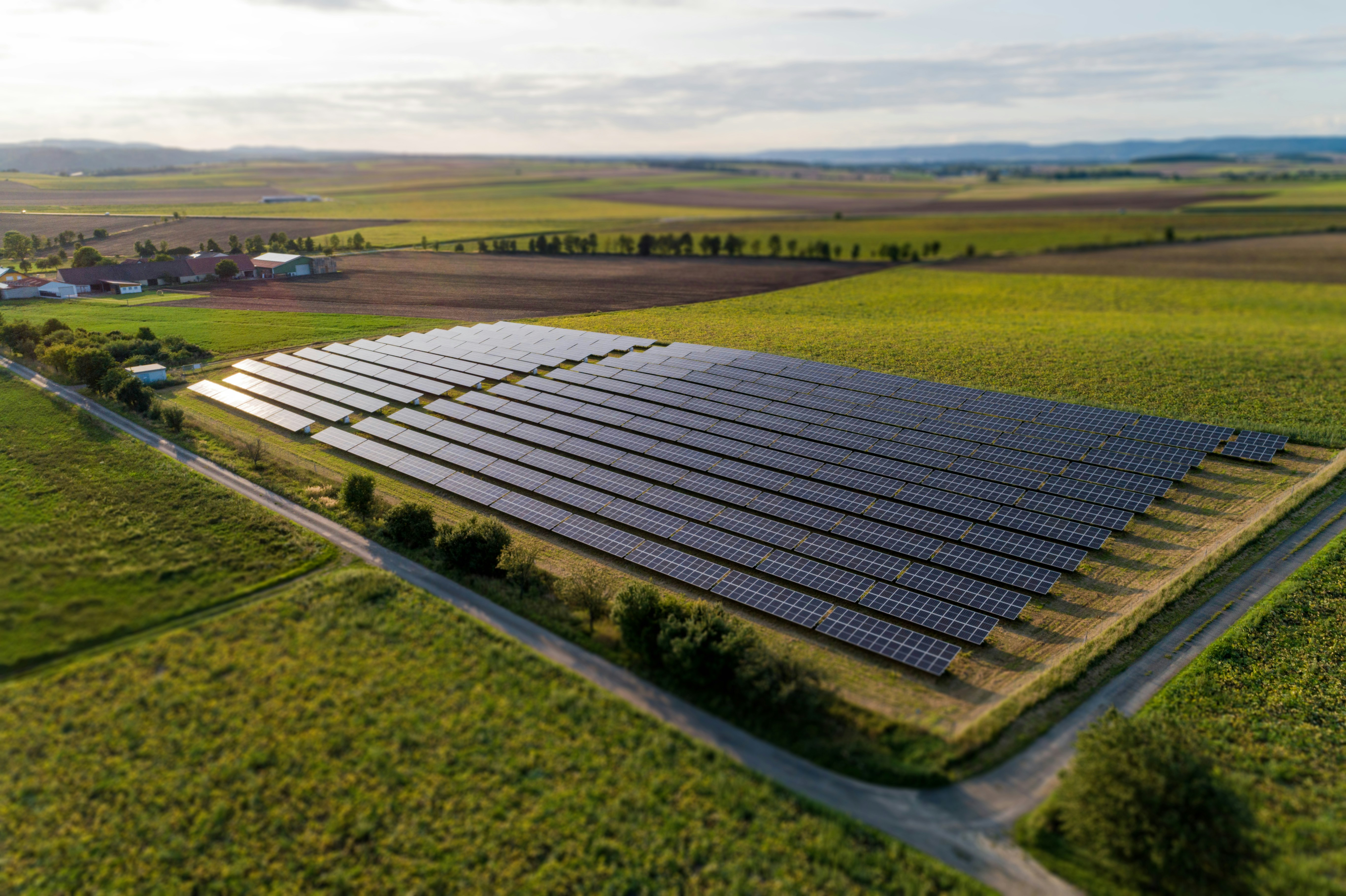 Solar panel array in a field.